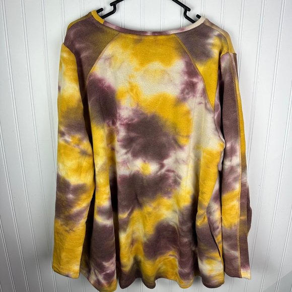 LOGO Lounge by Lori Goldstein Sweatshirt Yellow Hand died Tie Dye Size 3X NWT - Picture 3 of 5